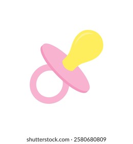 Pink baby pacifier icon. Vector illustration.