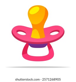 Pink baby pacifier vector isolated illustration