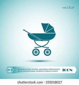 Pink baby pram , icon