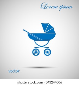 Pink baby pram , icon