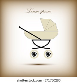Pink baby pram , icon