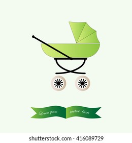 Pink baby pram , icon