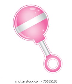 Pink Baby Rattle Toy