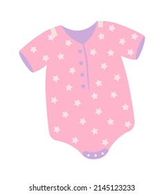 Pink baby romper. Vector illustration