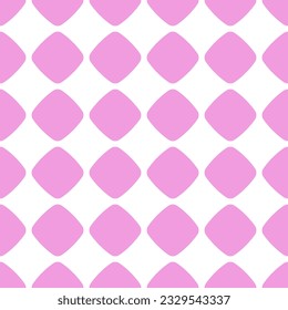 Pink baby seamless pattern with squares. Checkered tile pattern, pink and white wallpaper background.