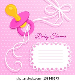 Pink Baby Shower card with pacifier