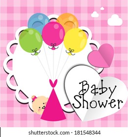 Pink baby shower card with sweet newborn baby