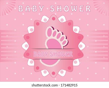 Pink baby shower invitation background for baby girl. Isolated easy to edit eps10 vector design, raster available in my portfolio.