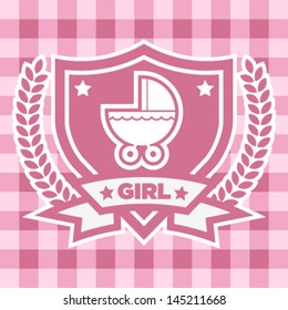 Pink baby shower invitation greeting card.