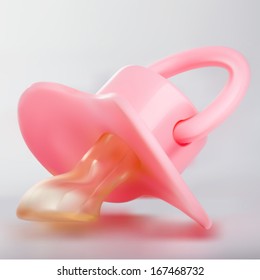 pink baby's pacifier. Vector.