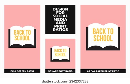 pink Back to school set for social media and print ratios vector set redes sociales set