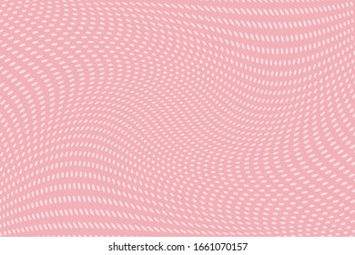 Pink backdrop with wavy dotted lines.