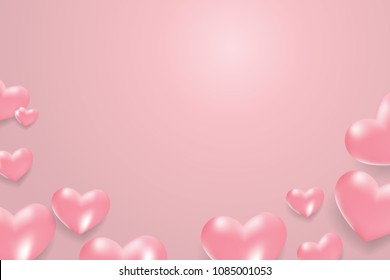 Pink background with 3D hearts suitable for web design and posters vector illustration