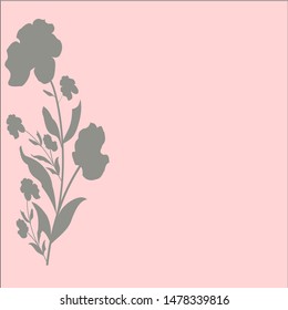 Pink background with abstract flower decoration in gray