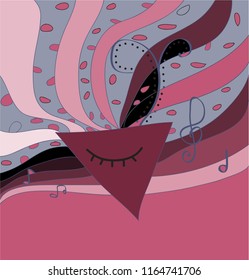 pink background, abstract background, music, art, eye.