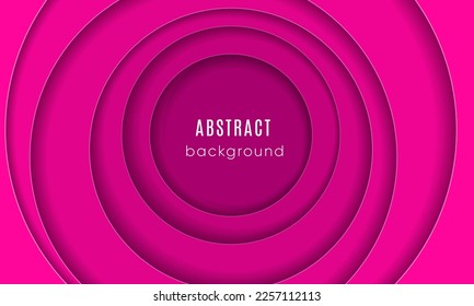 Pink background. Abstract round smooth color composition made of paper. Paper cut. Vector illustration