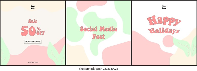 Plantillas de arte cuadrado abstracto de fondo rosado con elementos geométricos. Adecuado para publicaciones en medios sociales, aplicaciones móviles, diseños de banners y anuncios de internet. Antecedentes de moda vectorial.