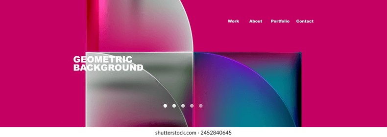 Der rosafarbene Hintergrund ist mit geometrischen Formen in Violett-, Violett-, Magenta- und Elektroblau geschmückt, wodurch ein farbenfrohes und lebendiges Display entsteht, das an Automobilbeleuchtung erinnert