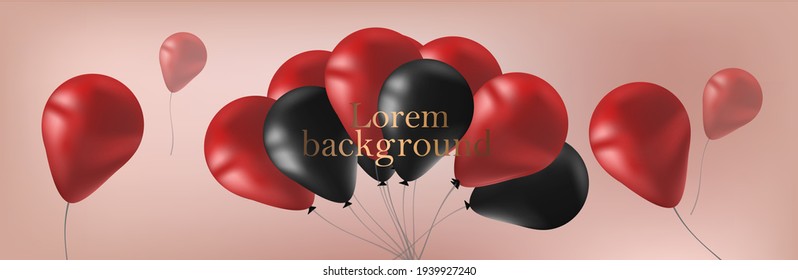 fondo rosa con globos. Cartel festivo. vector