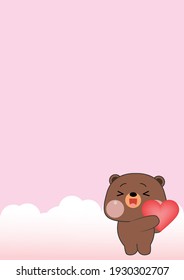 Pink Background Bear Paper Design