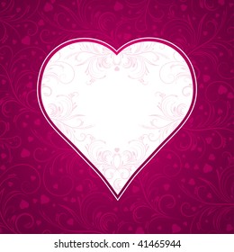 pink background with big heart, vector illustration