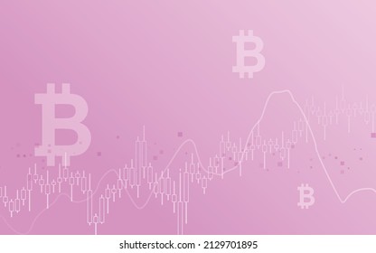 rosafarbener Hintergrund, Bitcoin kryptographische Vektorgrafik für Seite, Logo, Karte, Banner, Web und Druck.