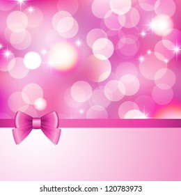 pink background with blurred lights, stars and bow