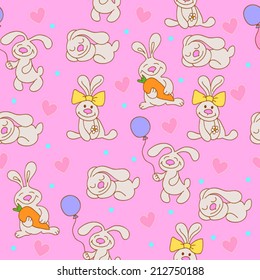 pink background with bunnies