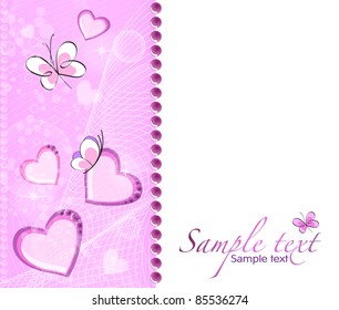 pink background with butterflies