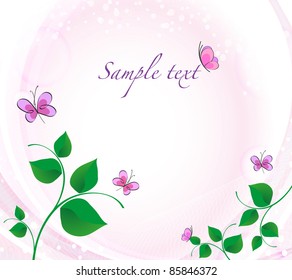 pink background with butterflies