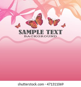 Pink background with butterfly. Vector illustration