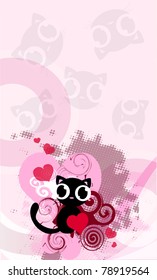 pink background with cat