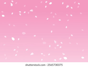 Pink background with cherry blossom petals falling