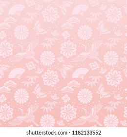 pink background with Chinese new year’s illustrations.