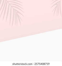 pink background with coconut leaf shadow