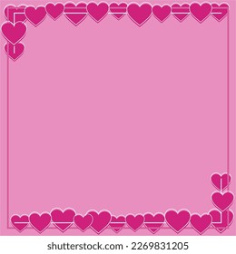 Pink background color with stripe line shape and hearts. Suitable for social media post and web internet ads.
