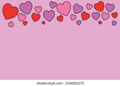 Pink background with colored hearts, Valentine's day.
White day