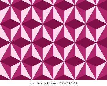 Pink background, creating 3D illusion.