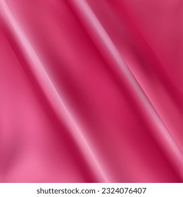 Pink background from crumpled fabric. Drapery. Texture background pattern. Pink silk or crepe de chine fabric.