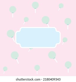 Pink background with cute green candy images.
