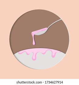 Pink background with cute ice cream. pink background abstract art. Vector illustration