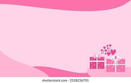 Fondo rosa del día de San Valentín decorado con la caja de regalo y el grupo de corazón. decoración, ilustración, Anuncio, cartel, Fondo de pantalla, tarjeta.