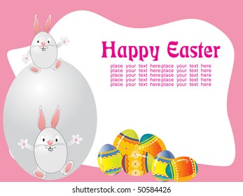 pink background with decorated egg, isolated grey egg