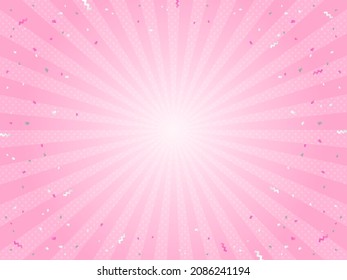 pink background decorated with focusing line and confetti