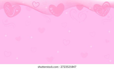 Fondo Rosa Decorado Con Formas Onduladas Y Adornos De Diseño De Corazón De Amor Rosa