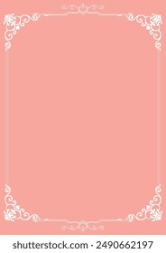 pink background Decorated with white vintage corners, frame dividers, classic vintage edges.