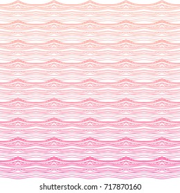 Pink background. Decorative element of the wave. Seamless background on a width. Vector graphics. Thin lines. Gradient fill. Soft color. Ornament.