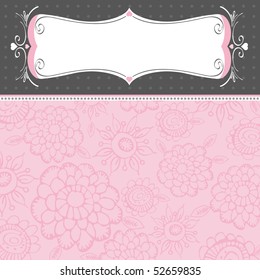 pink  background with decorative flowers, vector illustration