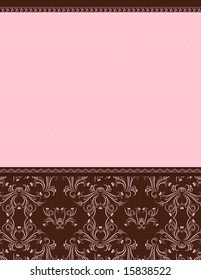 pink background with decorative ornaments, vector illustration