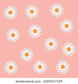 Pink background design with white spring flowers
